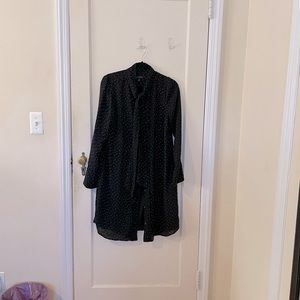 Black polka dot Banana Republic button down dress, size medium